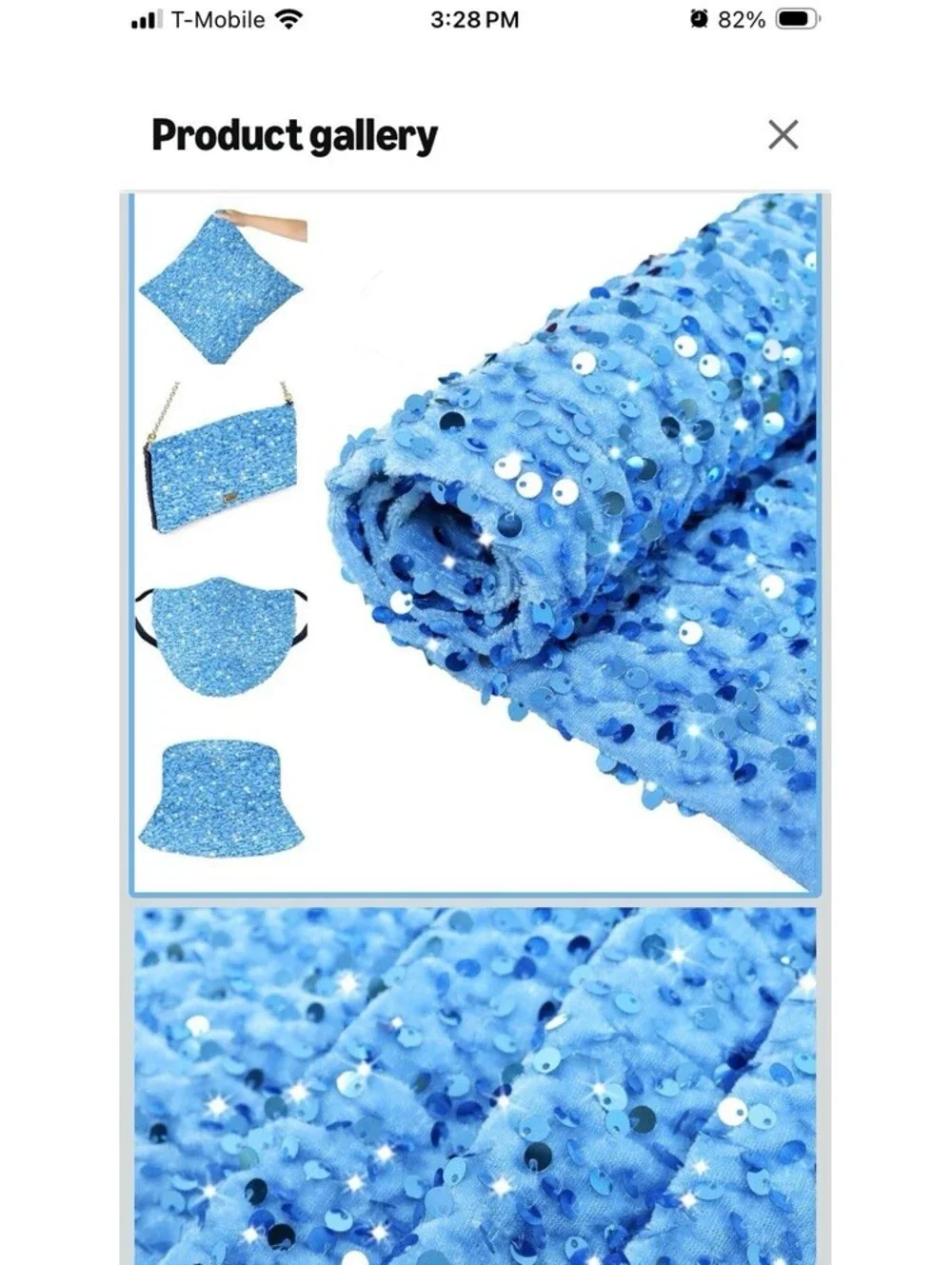 FOTSHARER Sequin Fabric by The Yard Baby Blue 2 Yards New